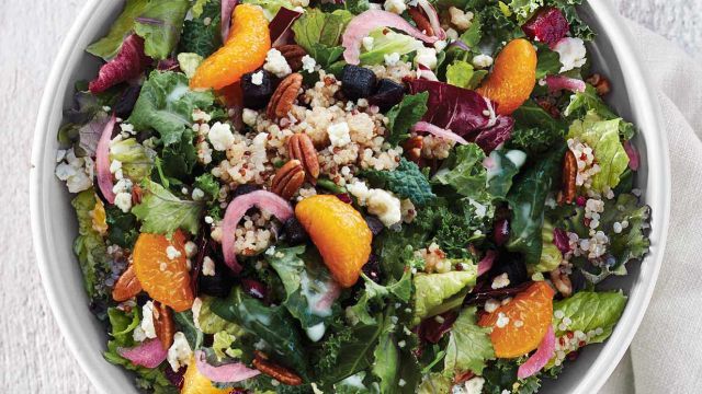 crunchy baby kale,citrus and nuts salad 